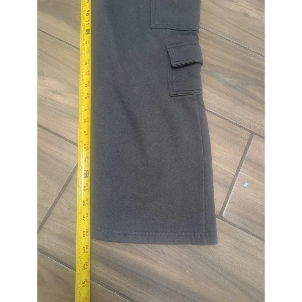 Garage Women's Black Cargo Sweatpants Size S/P Wide Leg Fleece Streetwear